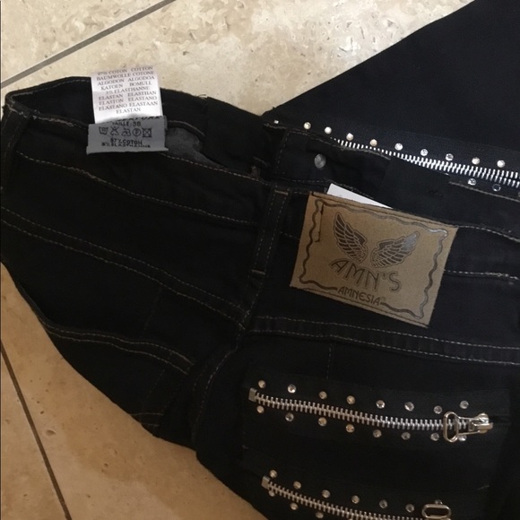 Studded zipper black denim - Picture 6 of 8
